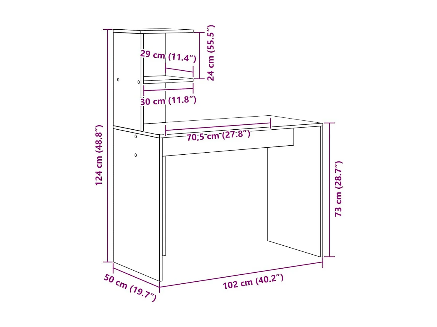Bureau Chêne sonoma 102 x 50 x 124 cm Bois d'ingénierie