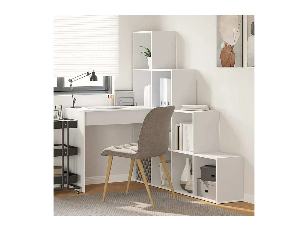 Bureau d'angle Blanc 101.5 x 149.5 x 149.5 cm Bois d'ingénierie