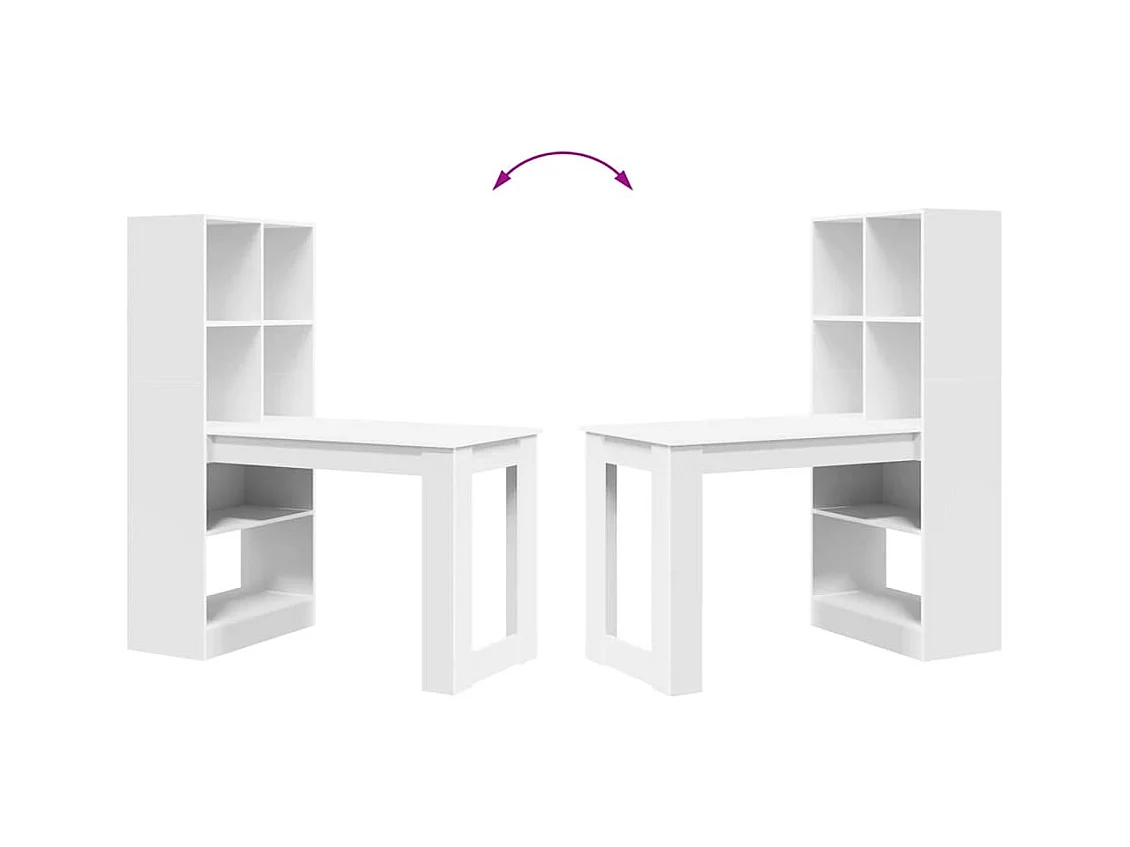 Bureau avec étagère Blanc 122 x 67 x 145 cm Bois d'ingénierie