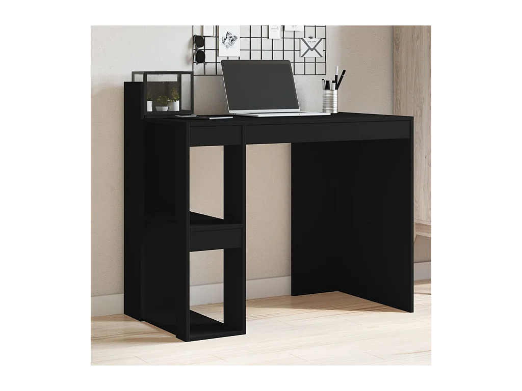 Escritorio de madera de ingeniería negro 103,5x56,5x94 cm