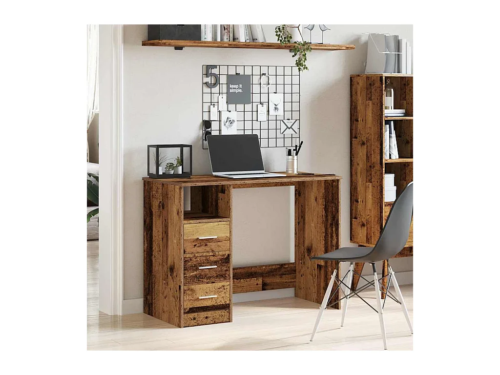 Bureau vieux bois 102x76x50 cm bois d'ingénierie