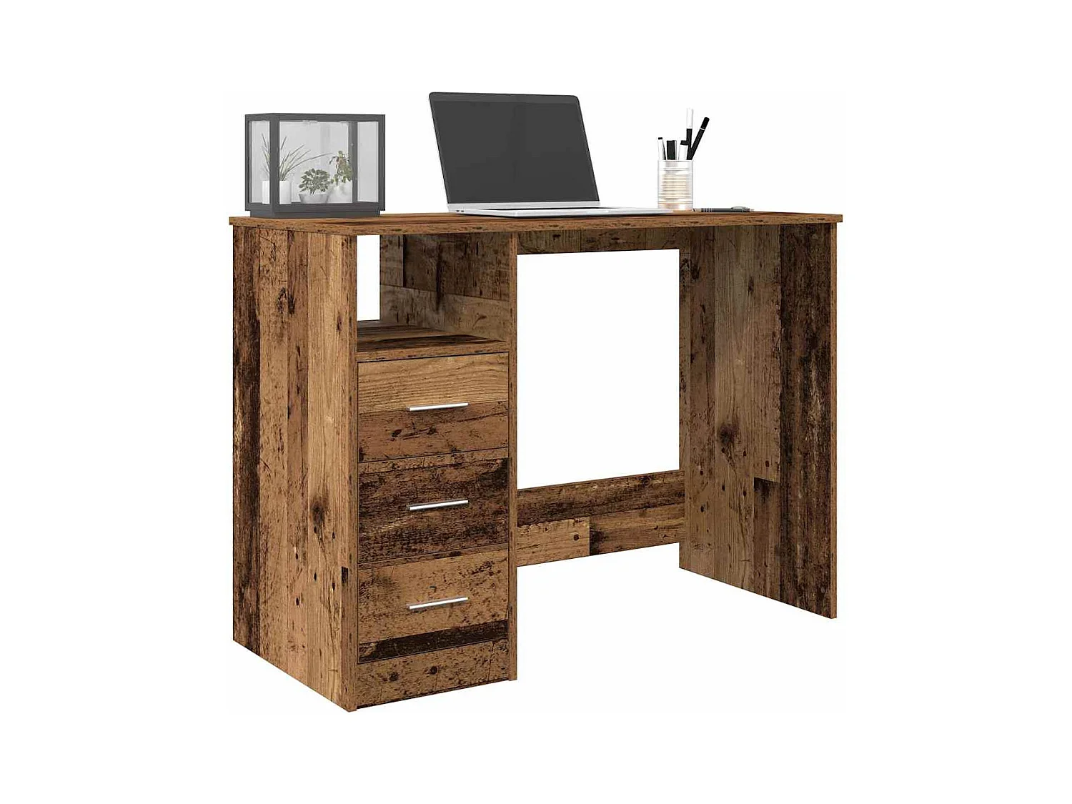 Escritorio de madera ingeniería madera envejecida 102x76x50 cm