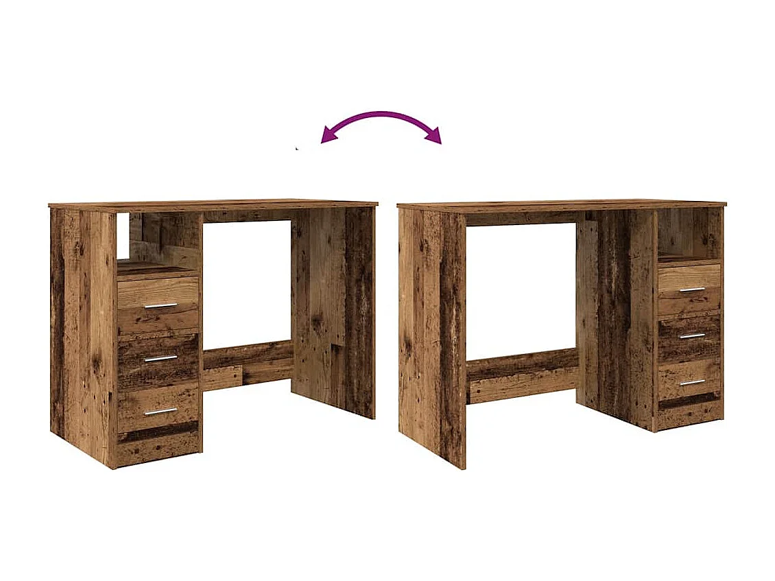 Bureau vieux bois 102x76x50 cm bois d'ingénierie