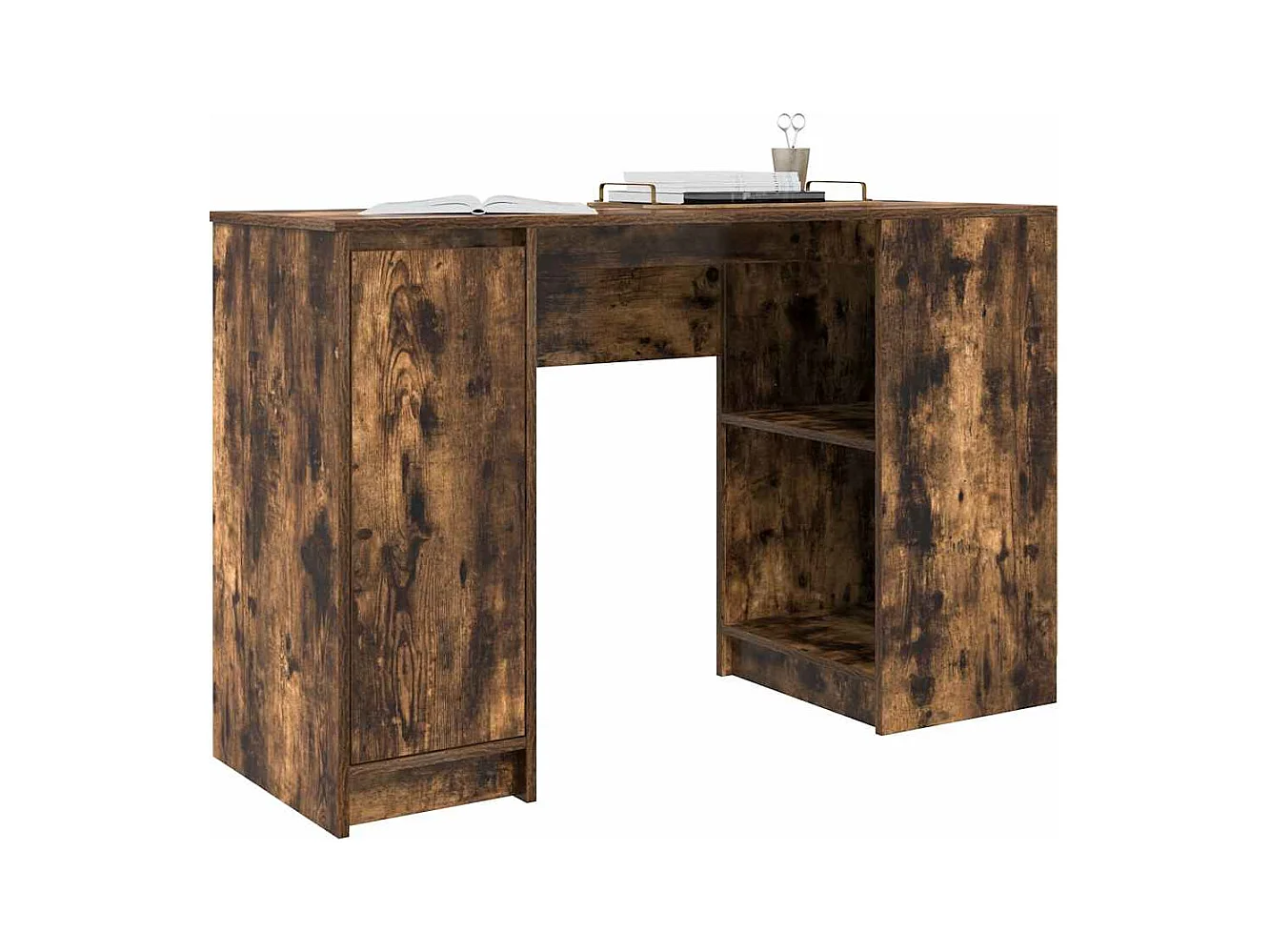 Bureau chêne fumé 120x42x76 cm bois d'ingénierie