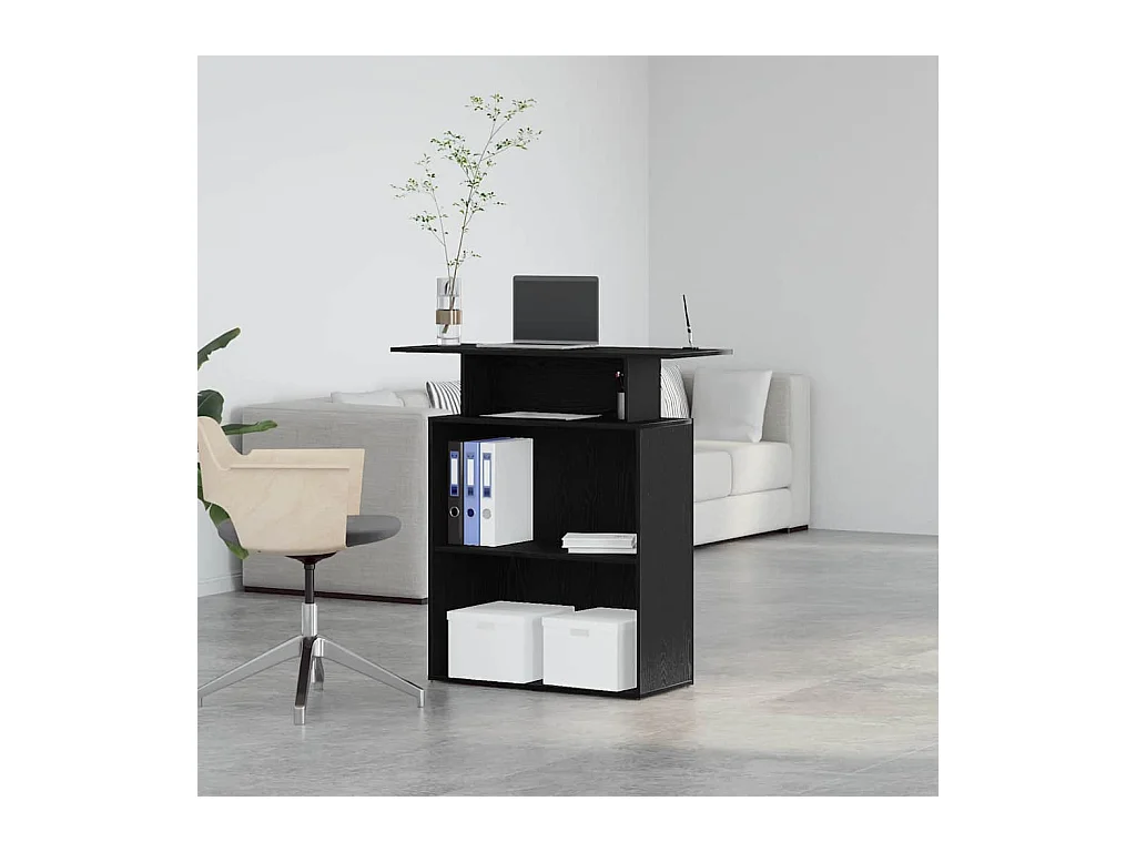 Bureau de réception noir 100x40x104 cm bois d'ingénierie