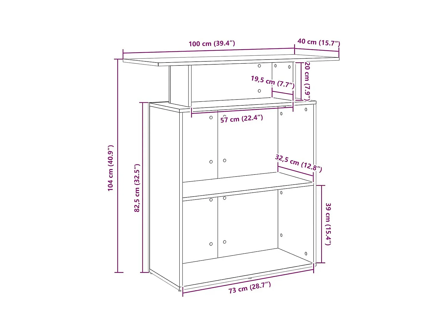 Bureau de réception noir 100x40x104 cm bois d'ingénierie