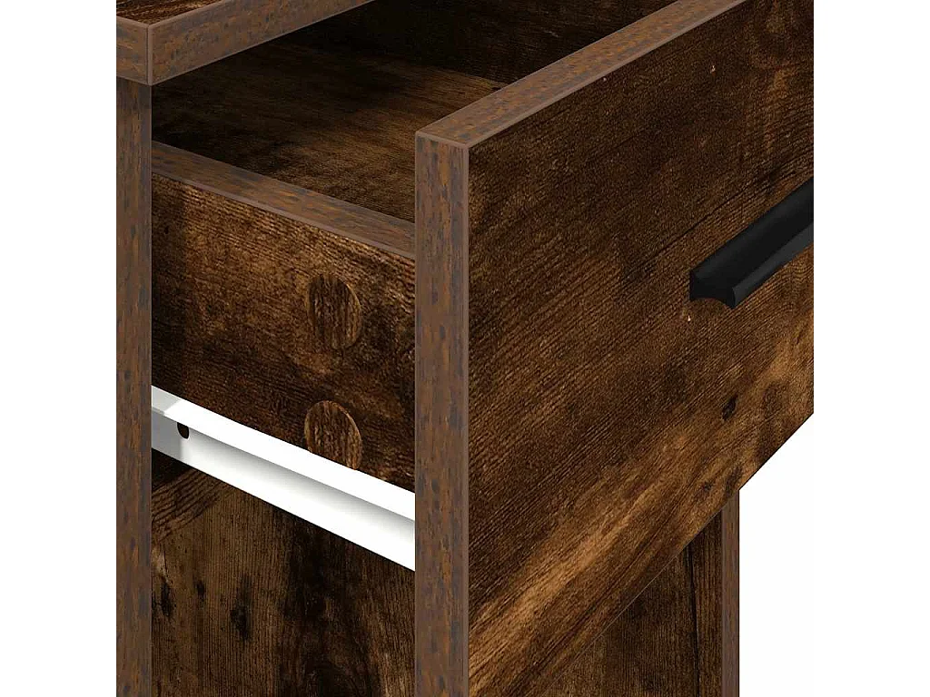 Support de tour d'ordinateur et tiroir chêne fumé 35x45x77 cm