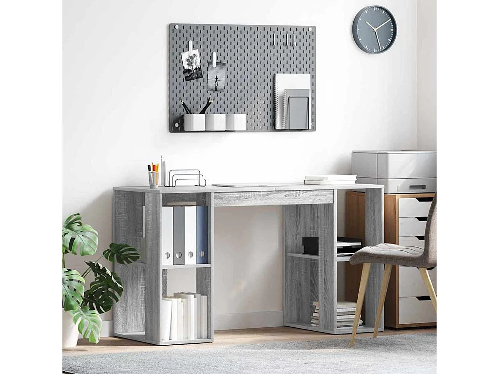 Bureau avec Rangement Gris Sonoma 130 x 50,5 x 75 cm