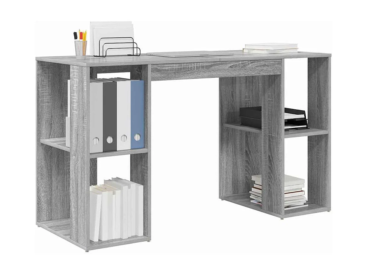 Bureau avec Rangement Gris Sonoma 130 x 50,5 x 75 cm