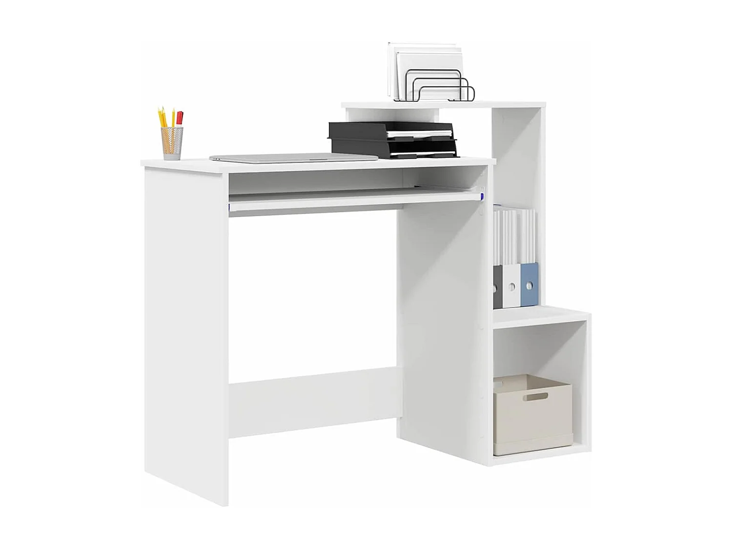 Bureau avec étagère Blanc 106 x 40 x 88.5 cm Bois d'ingénierie