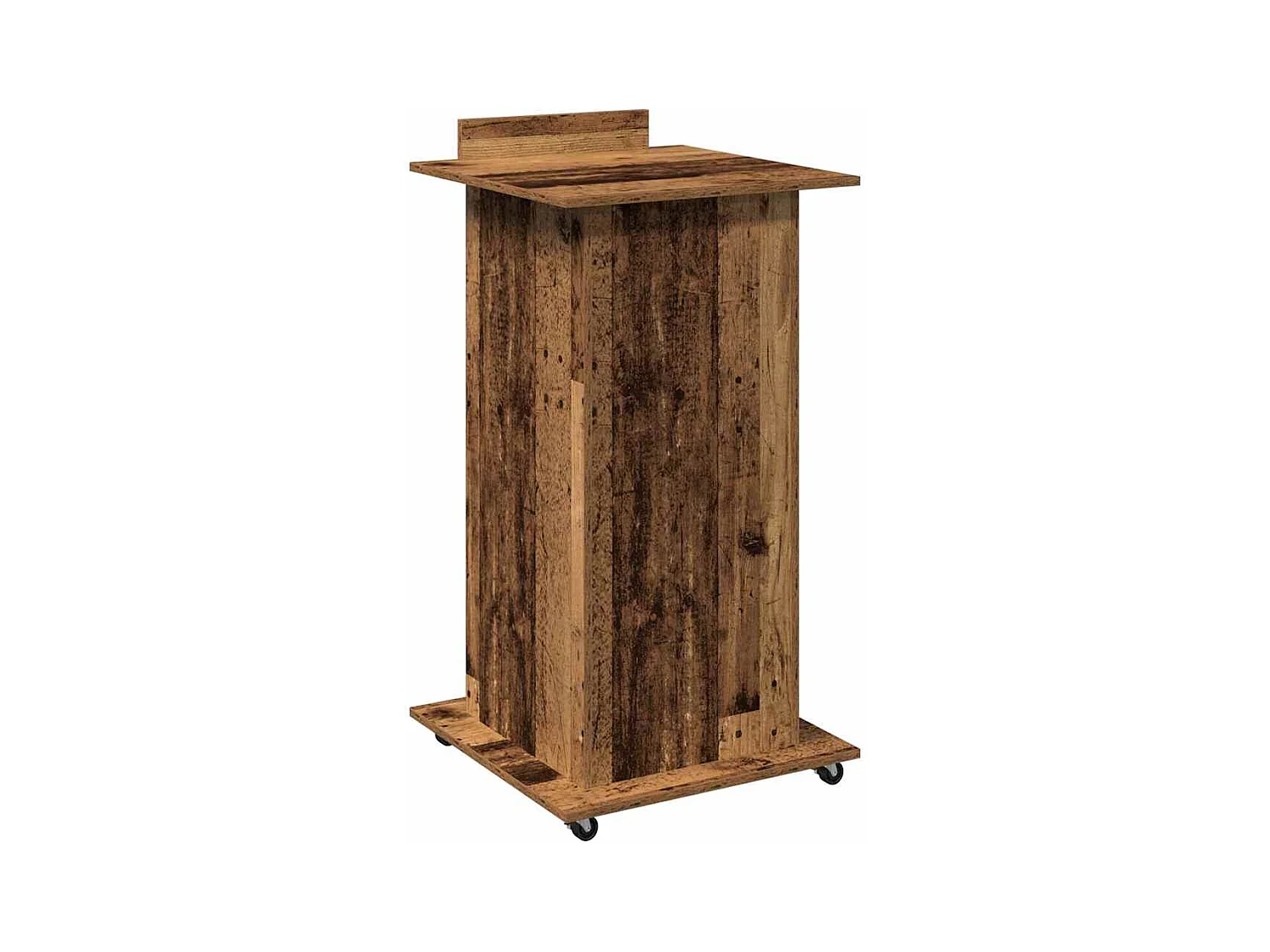 Podium avec roue Bois ancien 55 x 55 x 107 cm Bois d'ingénierie