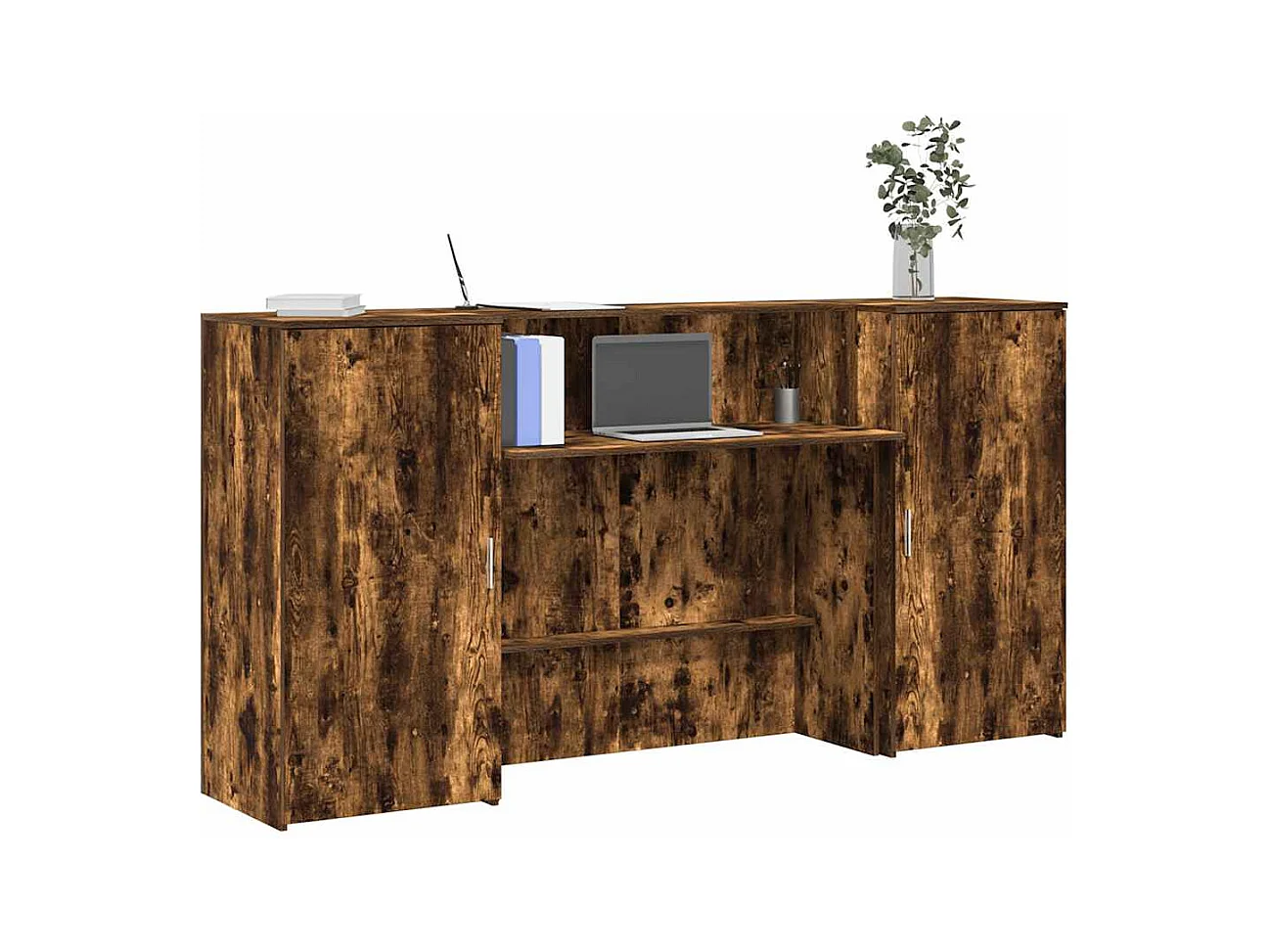 Bureau de réception chêne fumé 200x50x103,5cm bois d'ingénierie