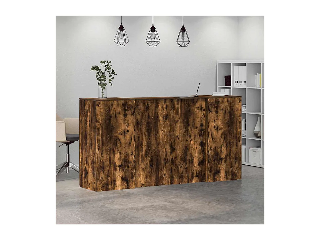 Bureau de réception chêne fumé 200x50x103,5cm bois d'ingénierie