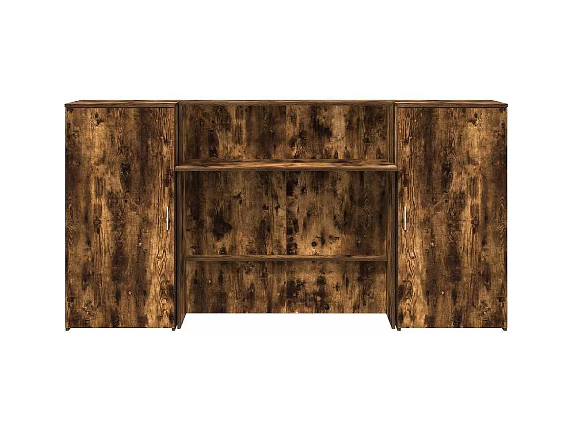Bureau de réception chêne fumé 200x50x103,5cm bois d'ingénierie