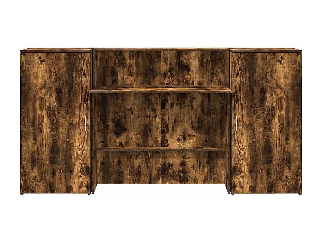 Bureau de réception chêne fumé 200x50x103,5cm bois d'ingénierie