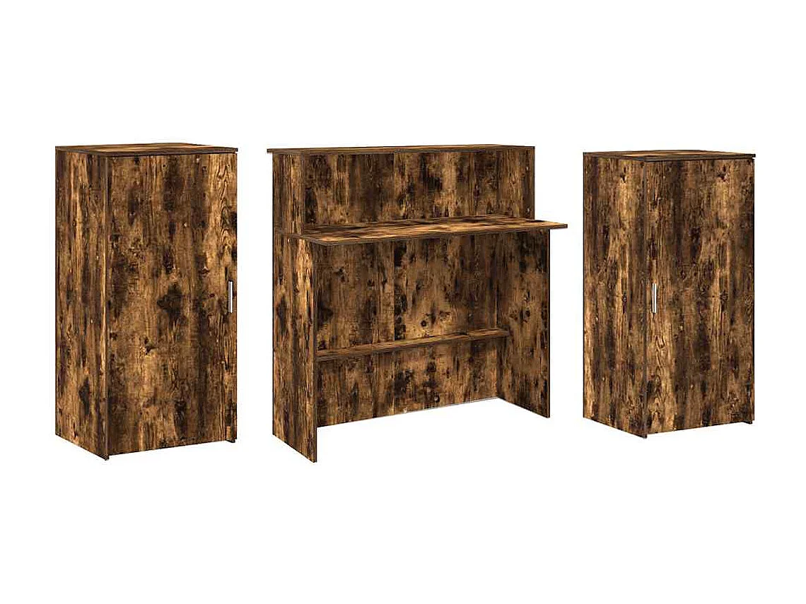 Bureau de réception chêne fumé 200x50x103,5cm bois d'ingénierie