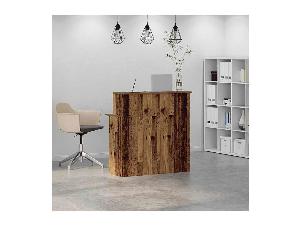 Bureau de réception vieux bois 100x50x103,5cm bois d'ingénierie