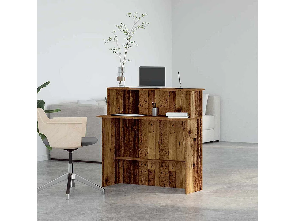 Bureau de réception vieux bois 100x50x103,5cm bois d'ingénierie
