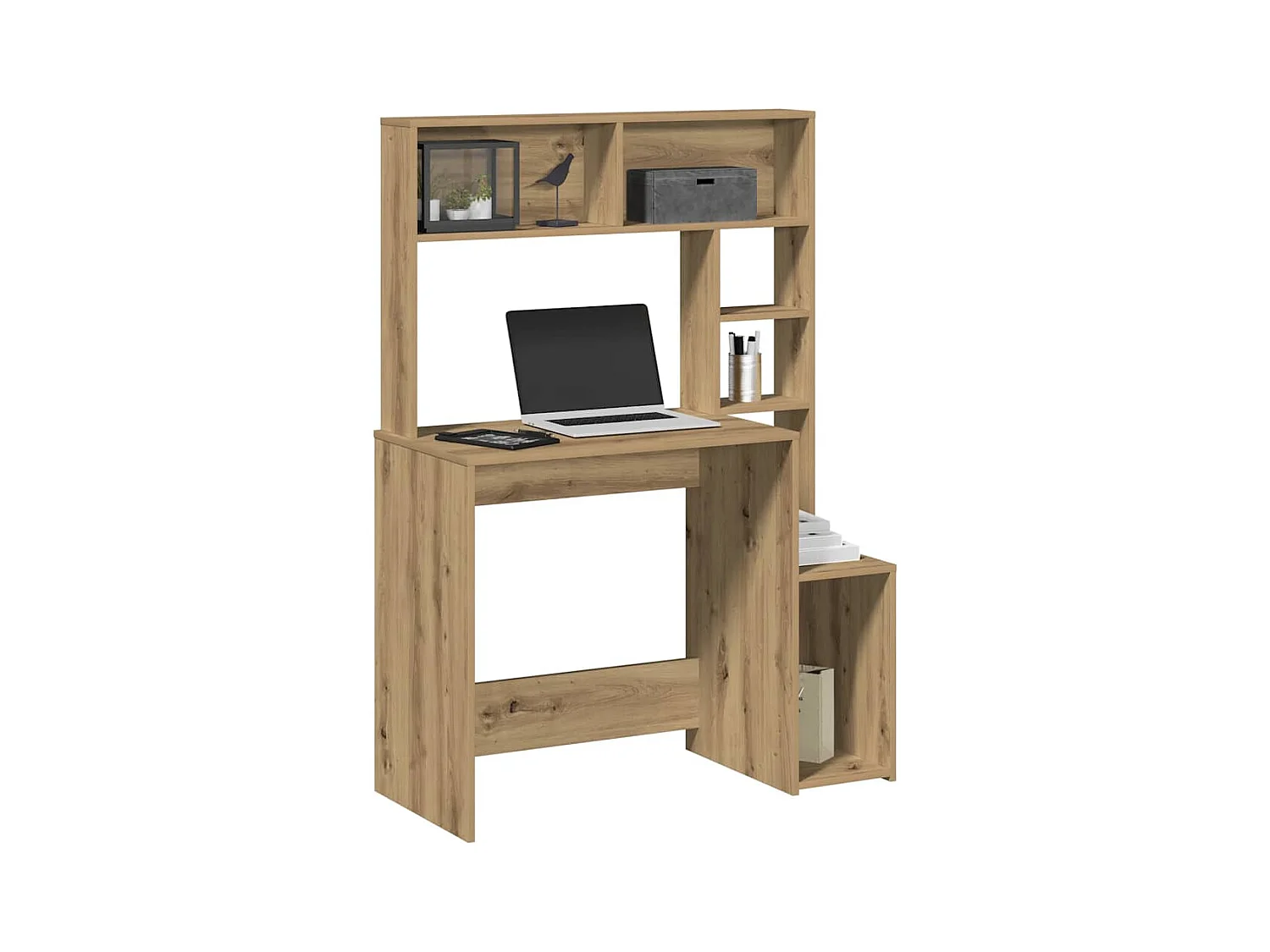 Bureau avec étagères chêne artisanal Bois d'ingénierie
