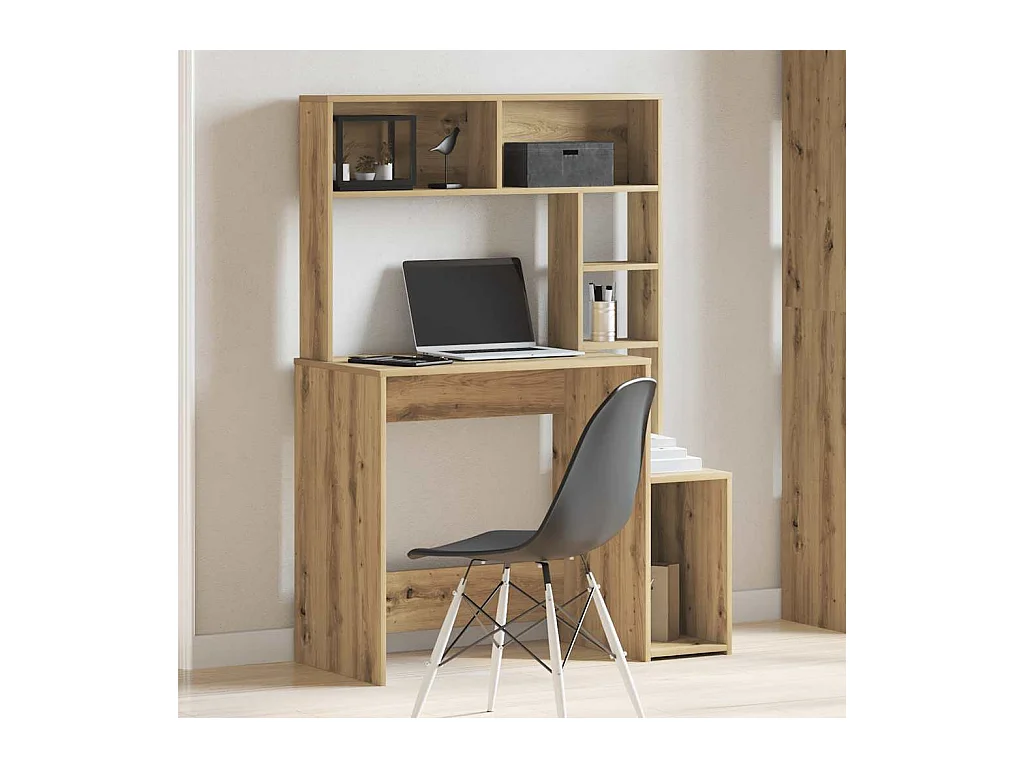 Bureau avec étagères chêne artisanal Bois d'ingénierie