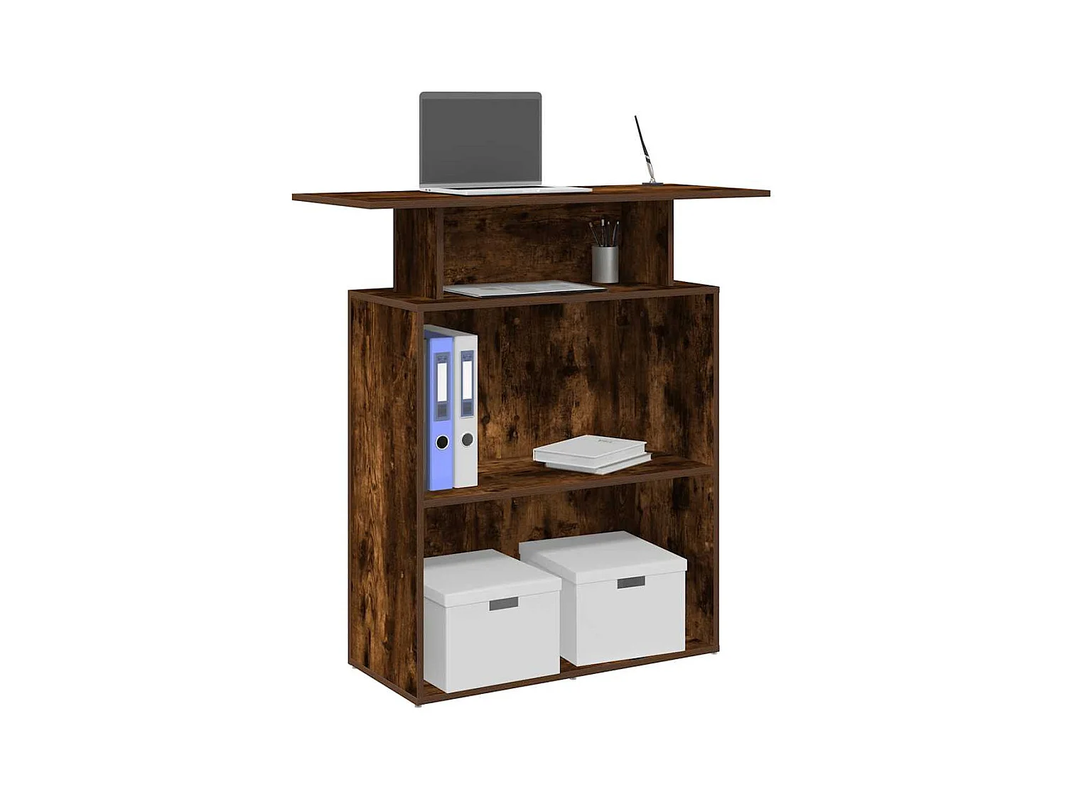 Bureau de réception chêne fumé 100x40x104 cm bois d'ingénierie