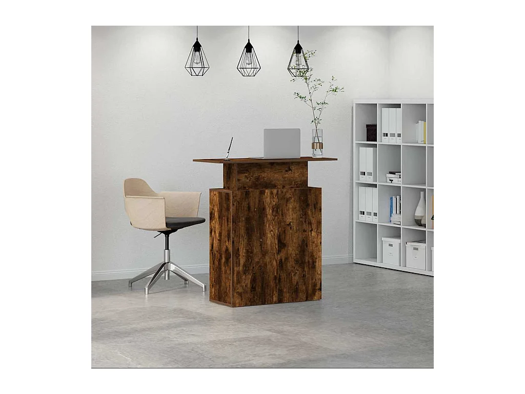 Bureau de réception chêne fumé 100x40x104 cm bois d'ingénierie