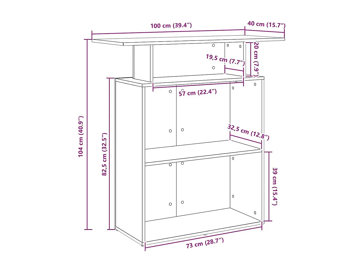 Bureau de réception chêne fumé 100x40x104 cm bois d'ingénierie