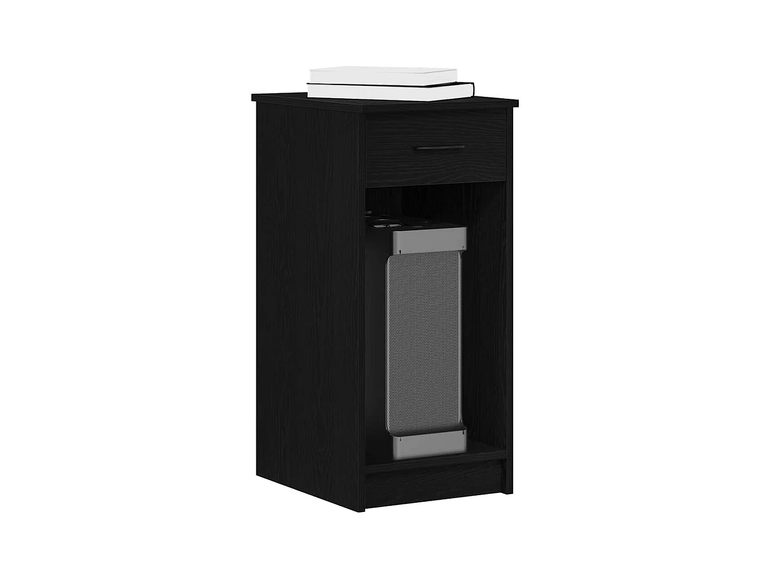 Support de tour d'ordinateur avec tiroir noir 35x45x77 cm