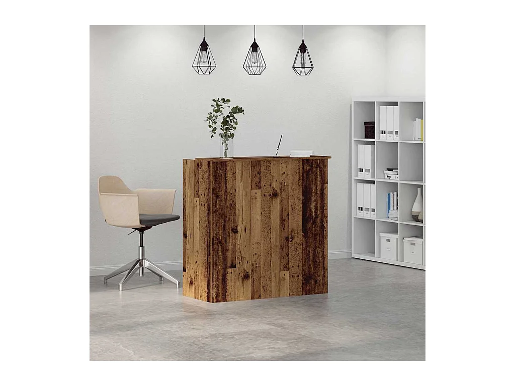 Bureau de réception vieux bois 100x50x103,5cm bois d'ingénierie