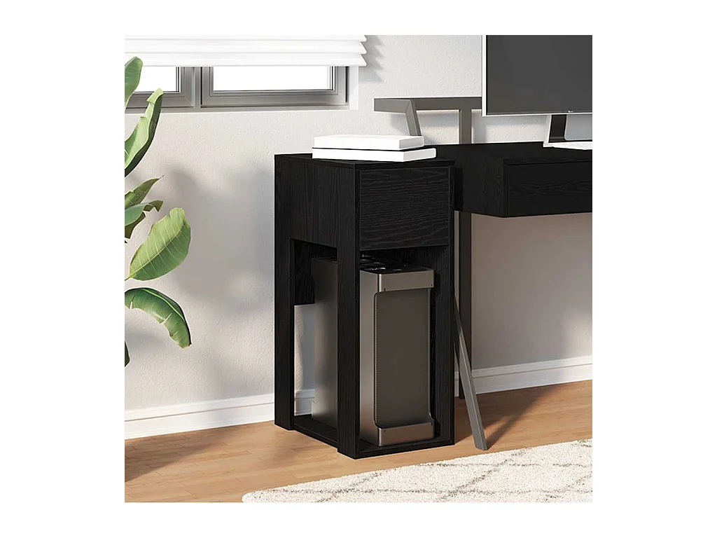 Support de tour d'ordinateur avec tiroir noir 30x44x74 cm