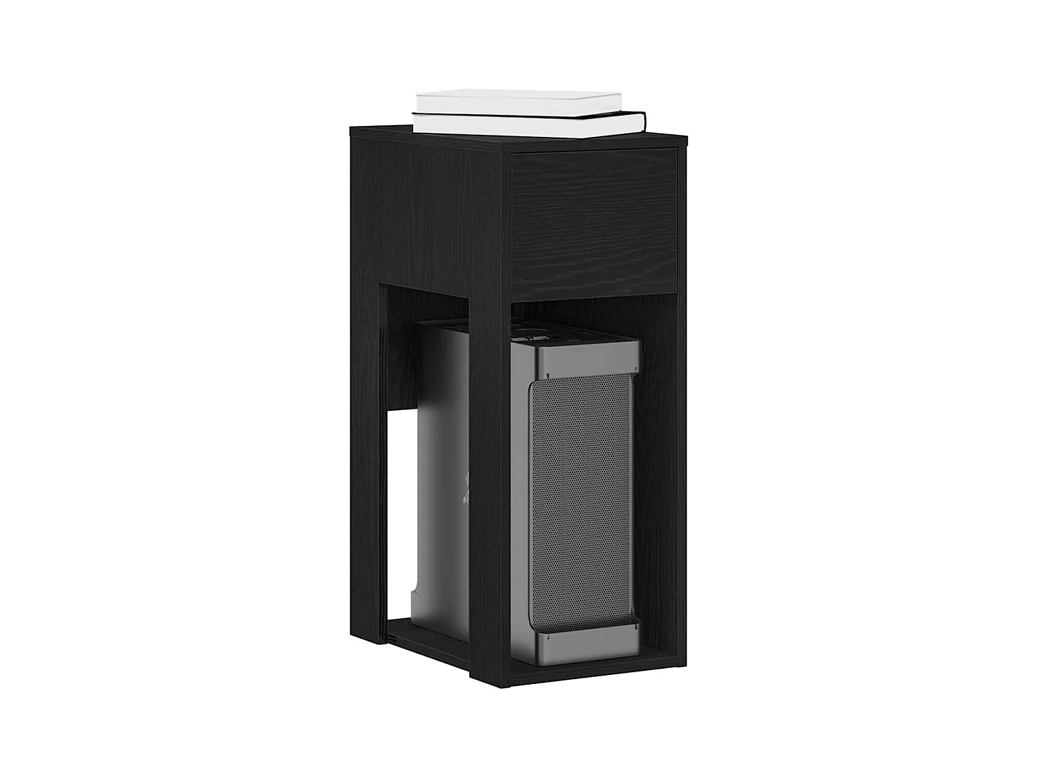 Torre de ordenador con cajón negro 30x44x74 cm