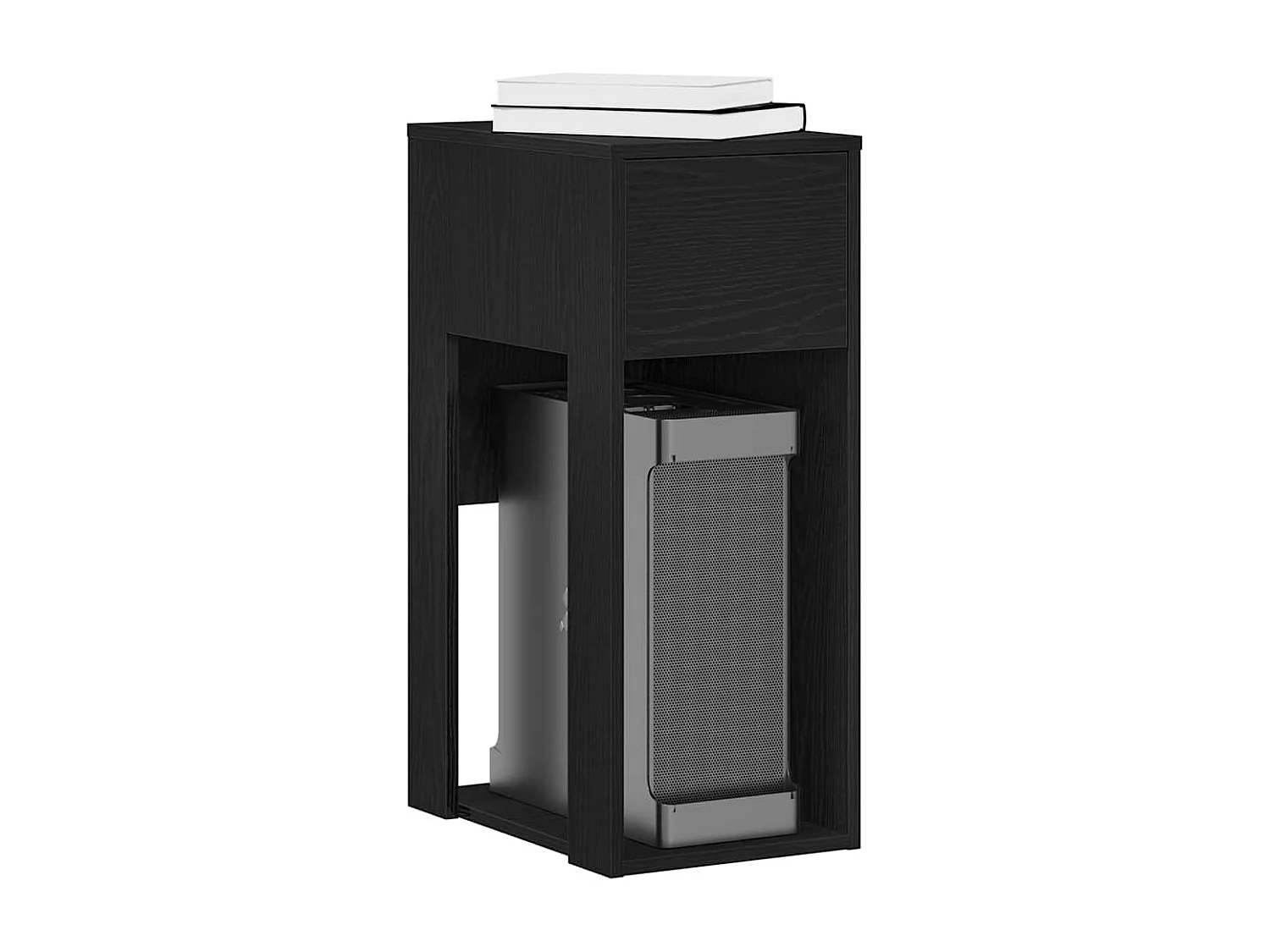 Support de tour d'ordinateur avec tiroir noir 30x44x74 cm