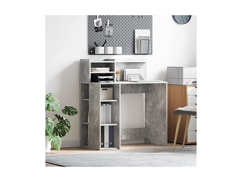 Escritorio con Almacenamiento Gris hormigón 90 x 48 x 101.5 cm