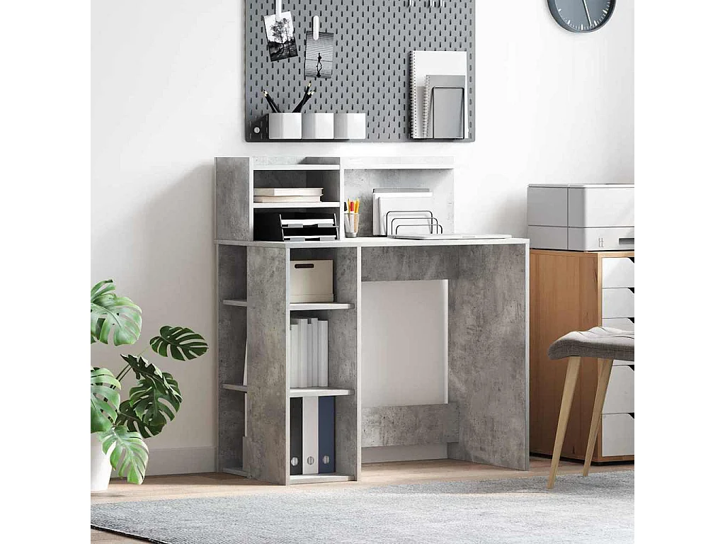 Bureau avec rangement Gris béton 90 x 48 x 101,5 cm