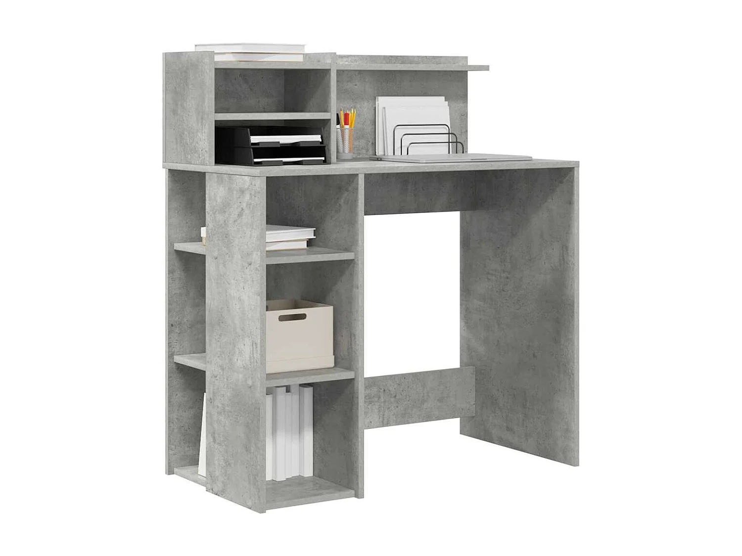 Bureau avec rangement Gris béton 90 x 48 x 101,5 cm