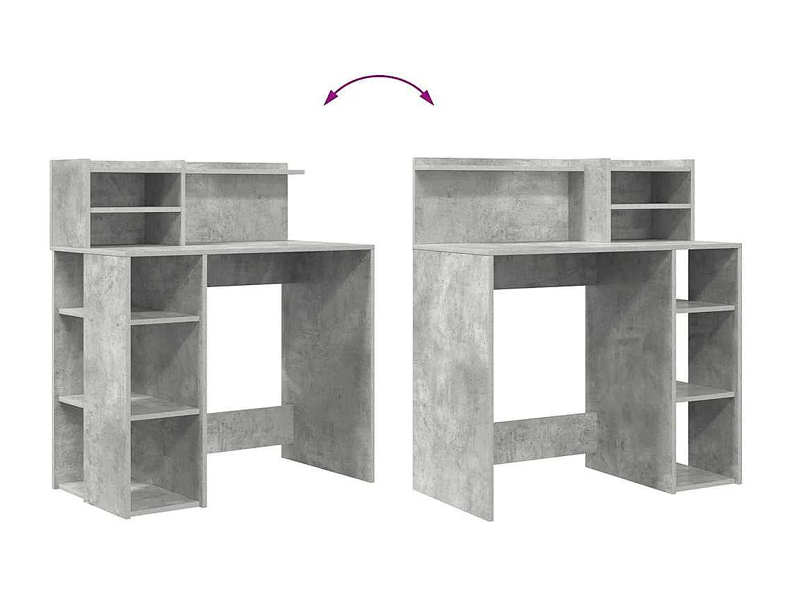 Bureau avec rangement Gris béton 90 x 48 x 101,5 cm