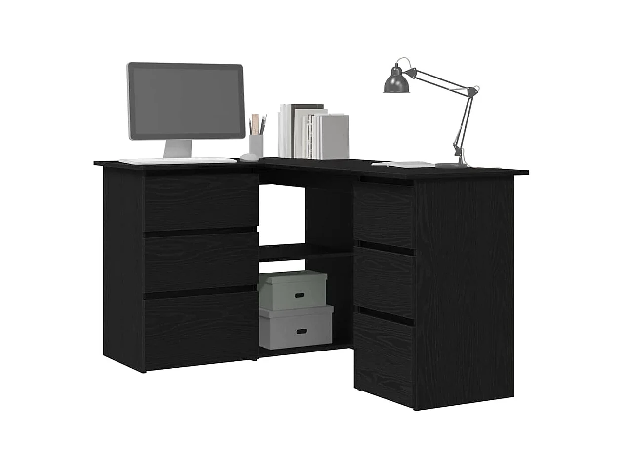 Bureau d'angle Chêne noir 145 x 100 x 76 cm Bois d'ingénierie