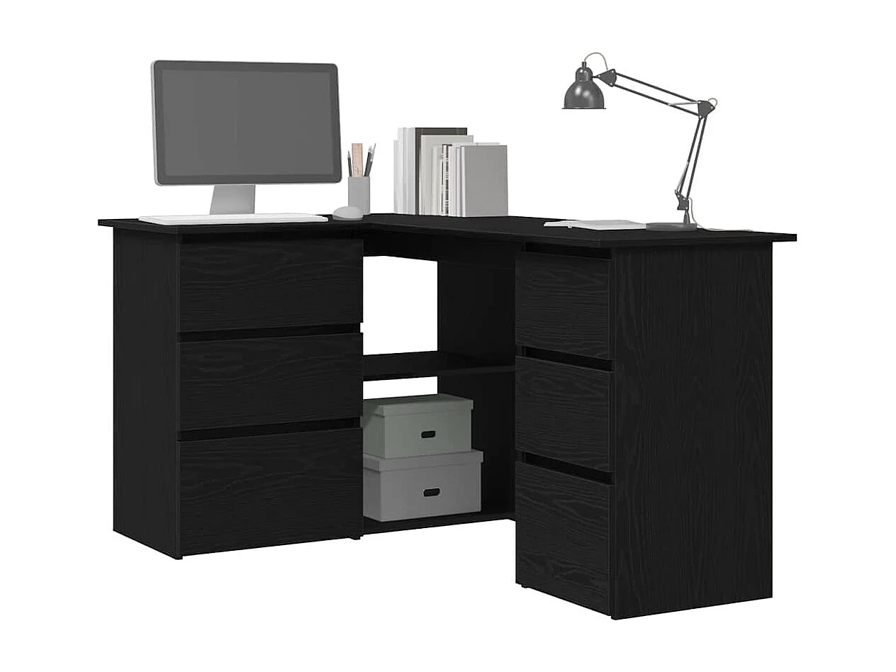 Bureau d'angle Chêne noir 145 x 100 x 76 cm Bois d'ingénierie