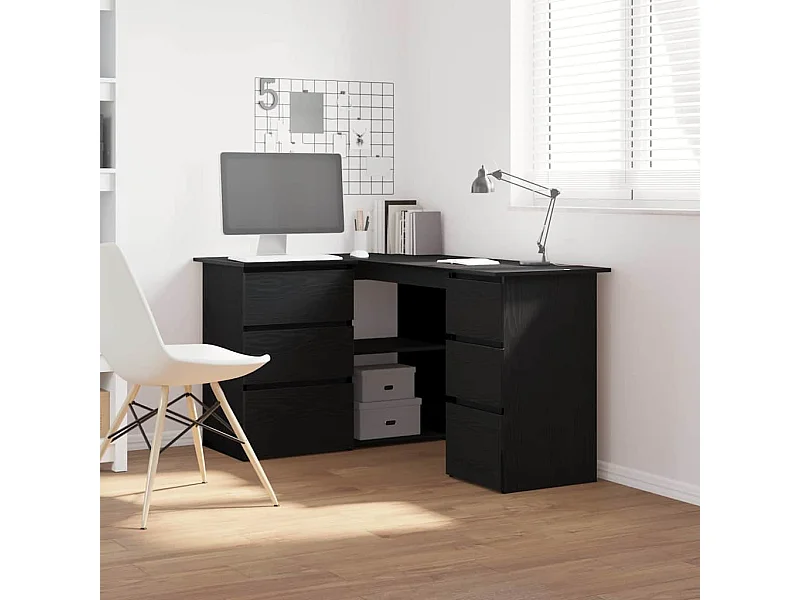 Bureau d'angle Chêne noir 145 x 100 x 76 cm Bois d'ingénierie