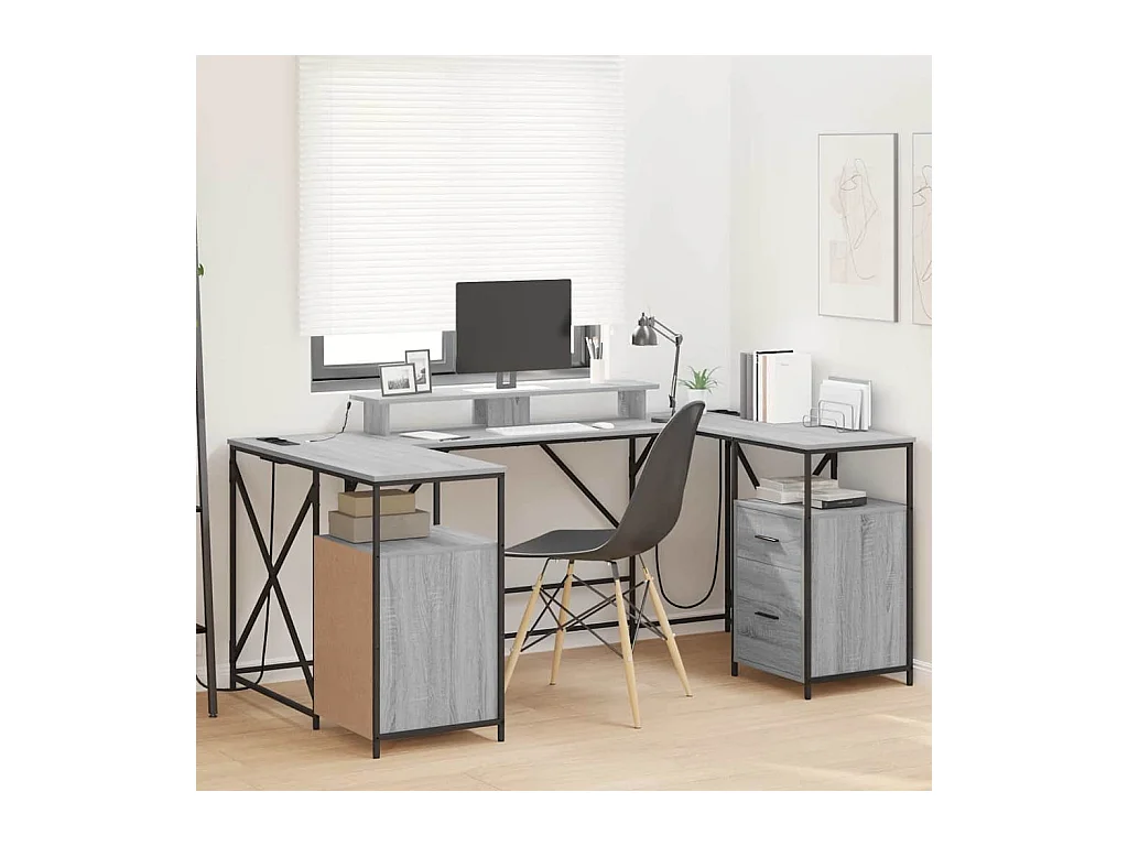 Bureau Sonoma gris 182 x 101 x 87.5 cm Bois d'ingénierie