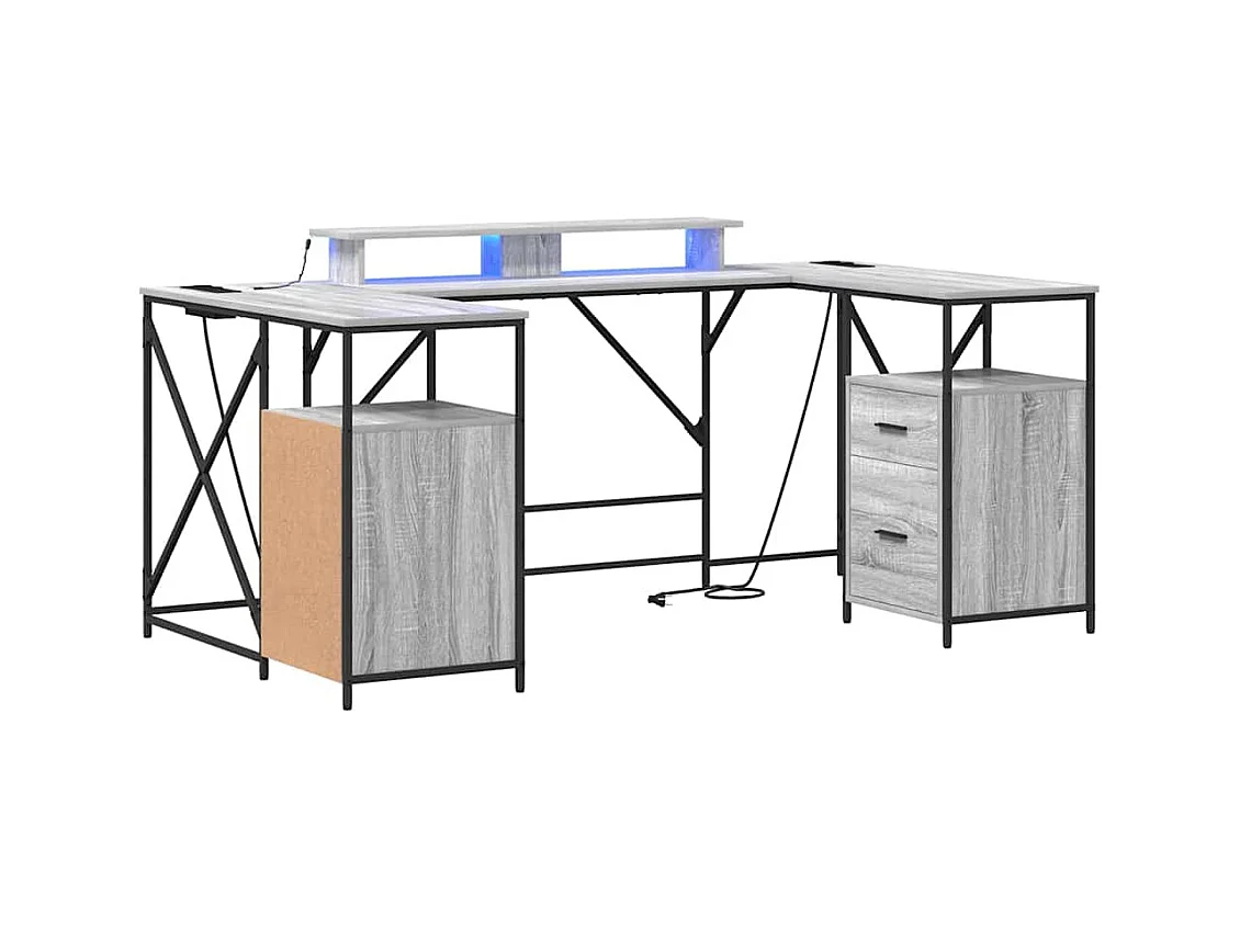 Bureau Sonoma gris 182 x 101 x 87.5 cm Bois d'ingénierie