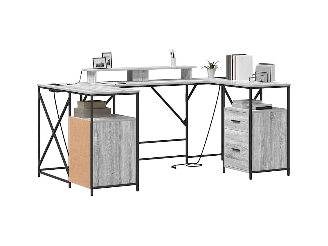 Bureau Sonoma gris 182 x 101 x 87.5 cm Bois d'ingénierie