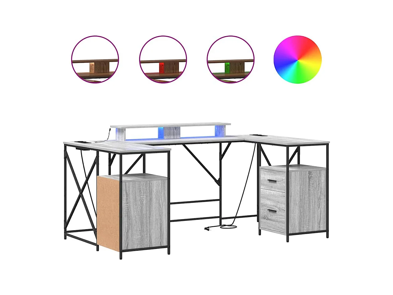 Bureau Sonoma gris 182 x 101 x 87.5 cm Bois d'ingénierie