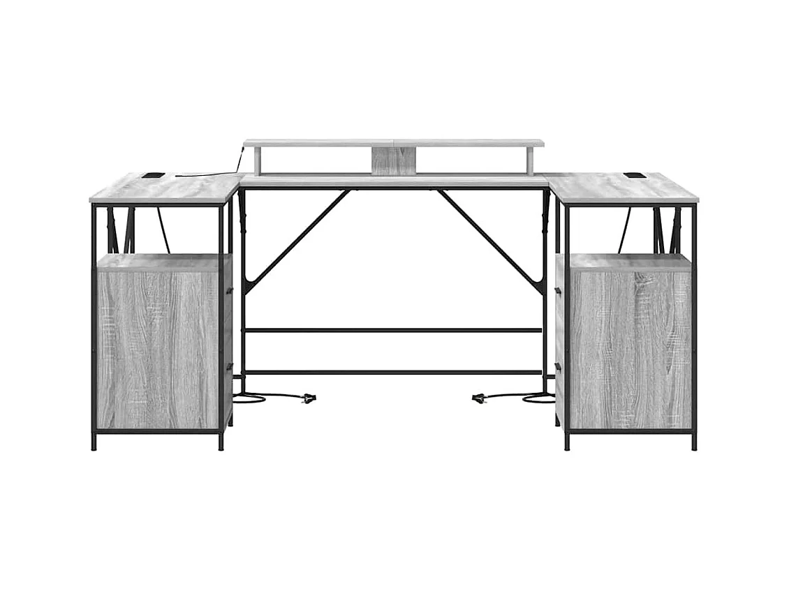 Bureau Sonoma gris 182 x 101 x 87.5 cm Bois d'ingénierie