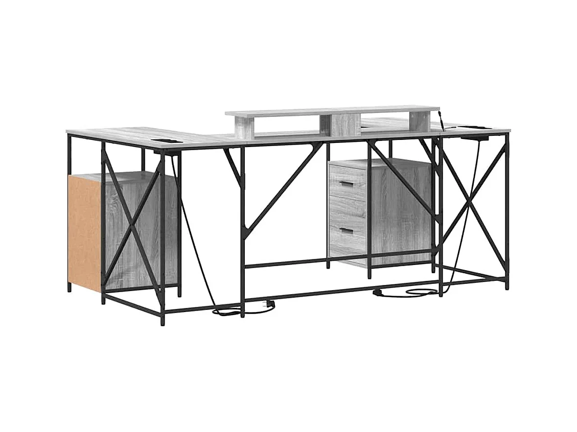 Bureau Sonoma gris 182 x 101 x 87.5 cm Bois d'ingénierie
