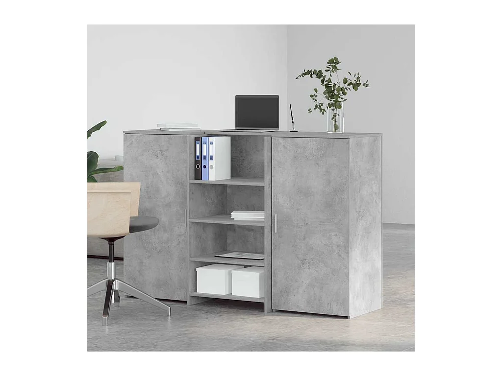 Bureau de réception gris béton 155x50x103,5cm bois d'ingénierie