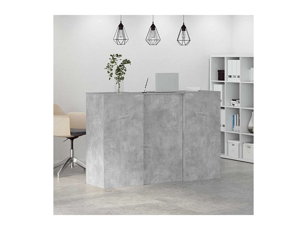 Bureau de réception gris béton 155x50x103,5cm bois d'ingénierie