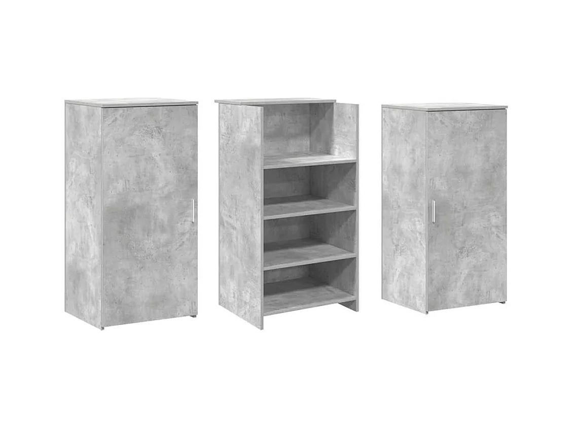 Bureau de réception gris béton 155x50x103,5cm bois d'ingénierie