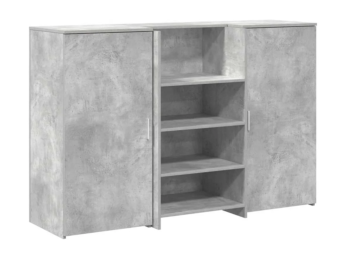Bureau de réception gris béton 155x50x103,5cm bois d'ingénierie
