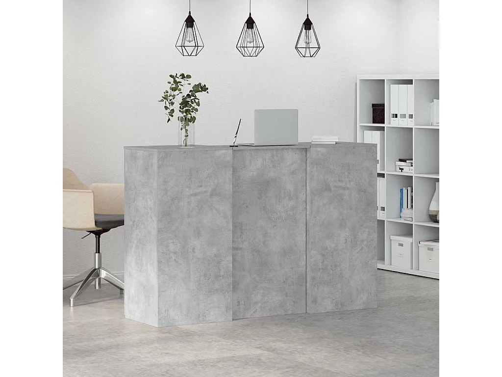 Bureau de réception gris béton 155x50x103,5cm bois d'ingénierie